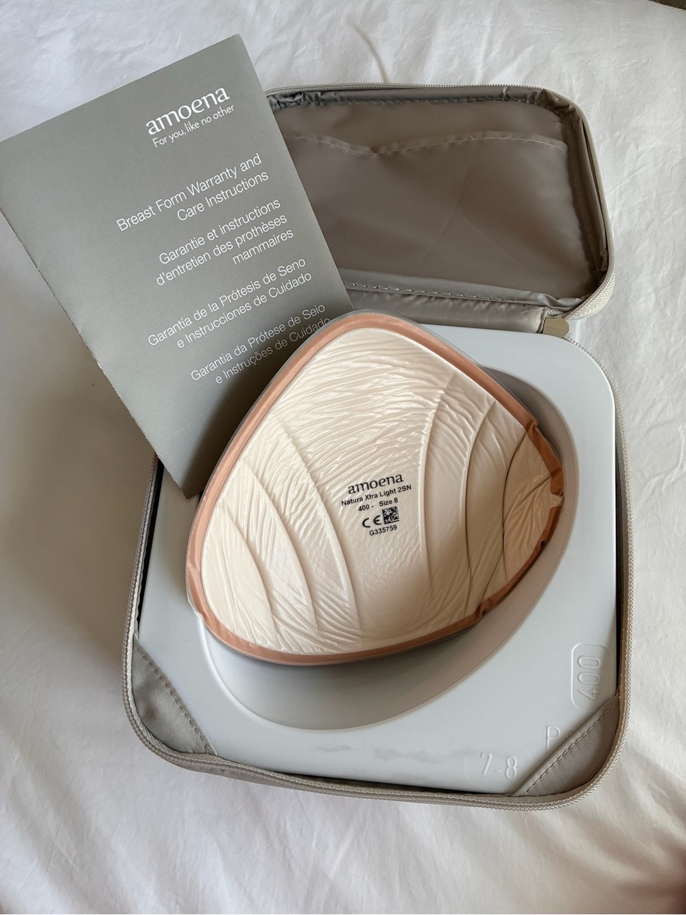 Amoena Natura Xtra Light Soft Beige Breast Form with Carry Case